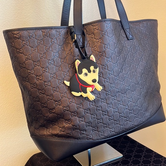 Gucci Guccissima Leather Metallic Chocolate Brown Tote Bag - Picture 2 of 16